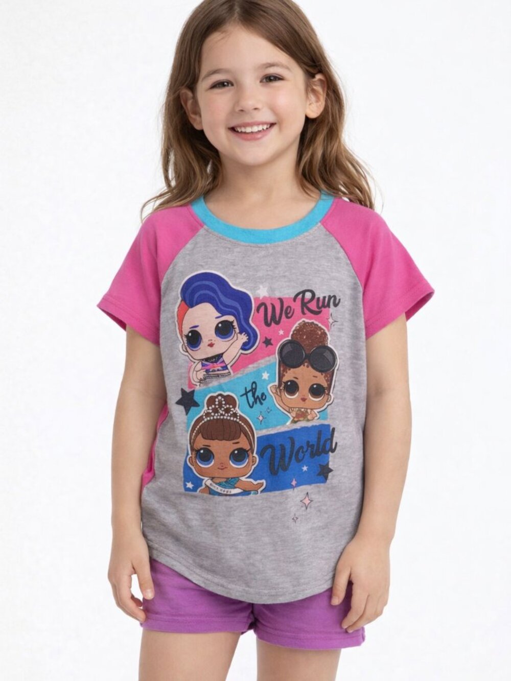 L.O.L. Surprise! Girls’ Graphic Pajama Top Pullover Pink Gray Size 6